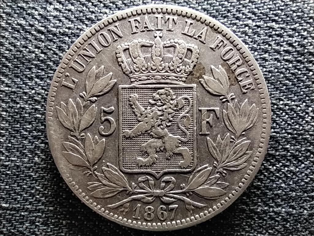 Belgium II. Lipót (1865-1909) .900 ezüst 5 Frank