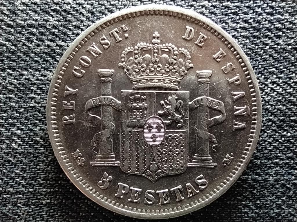 Spanyolország XII. Alfonz (1874-1885) .900 ezüst 5 Peseta