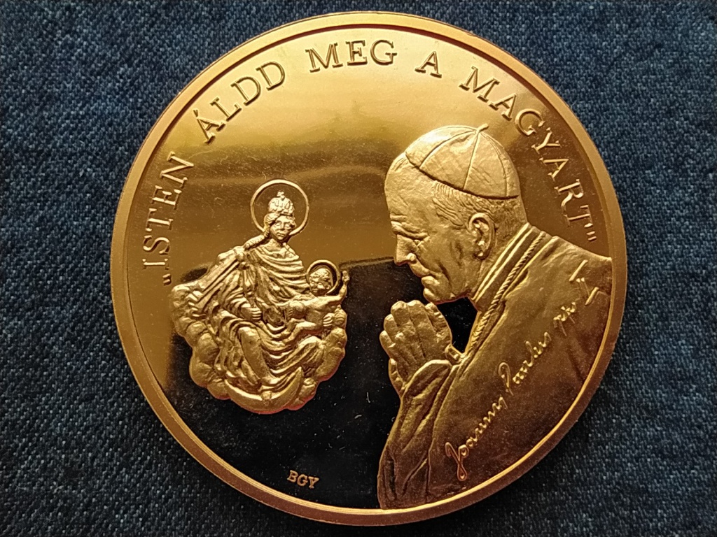 II. János Pál pápa látogatása Budapest Bognár György Lebó Ferenc aranyozott érem