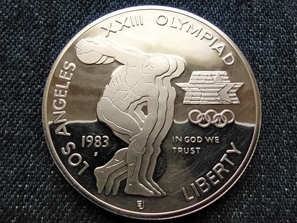 USA Olimpia 1984 Los Angeles diszkoszvetés .900 ezüst 1 Dollár