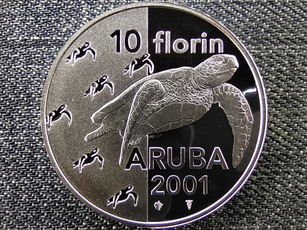 Aruba Zöld tengeri teknősök .925 ezüst 10 florin