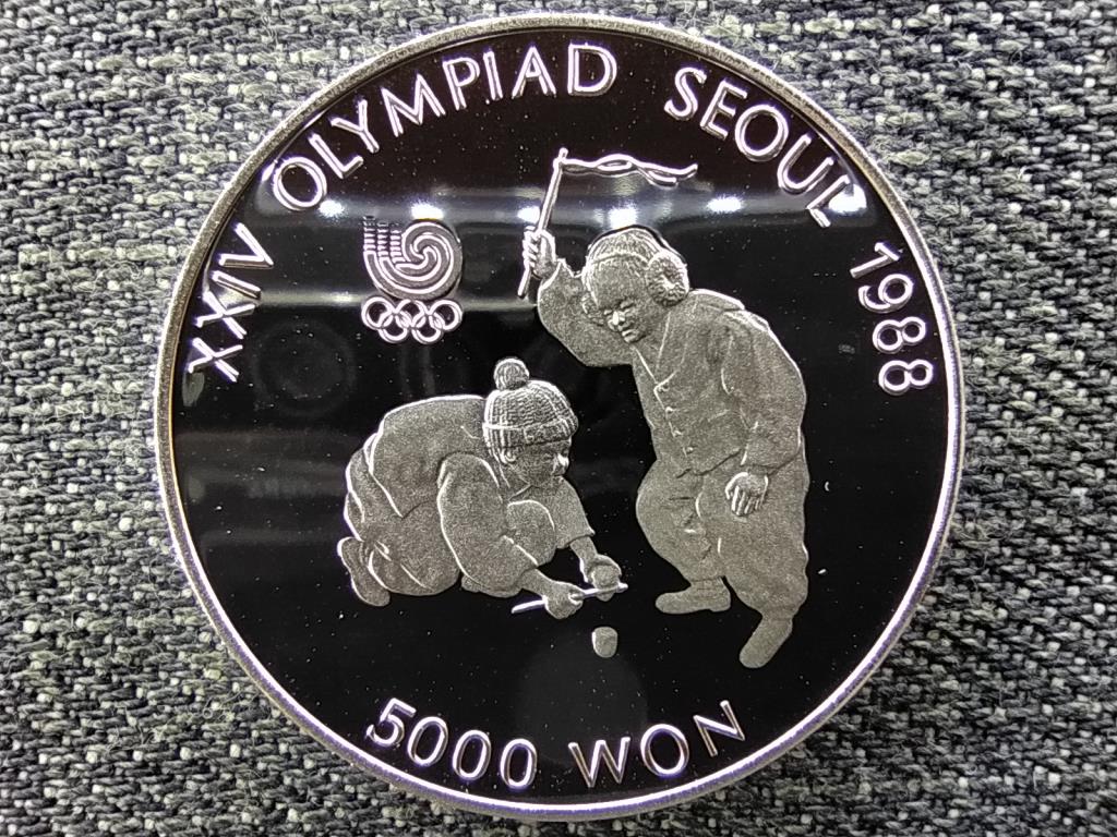 Dél-Korea Olimpiai Játékok Szöulban 1988 Búgócsiga .925 ezüst 5000 won