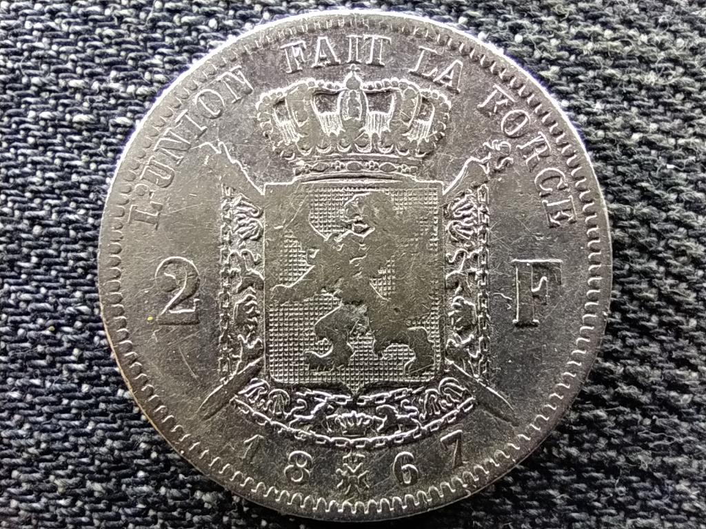 Belgium II. Lipót (1865-1909) .835 ezüst 2 Frank (Francia felirat)