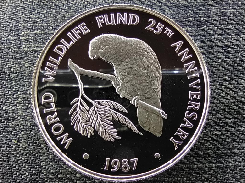 Kajmán-szigetek 25 éves a Világ Vadvédelmialap .925 ezüst 5 dollár