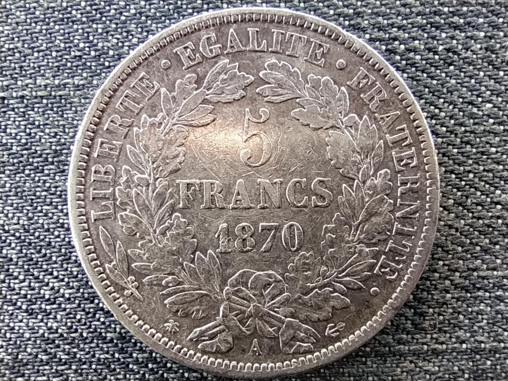 Franciaország Harmadik Köztársaság (1870-1940) .900 ezüst 5 frank