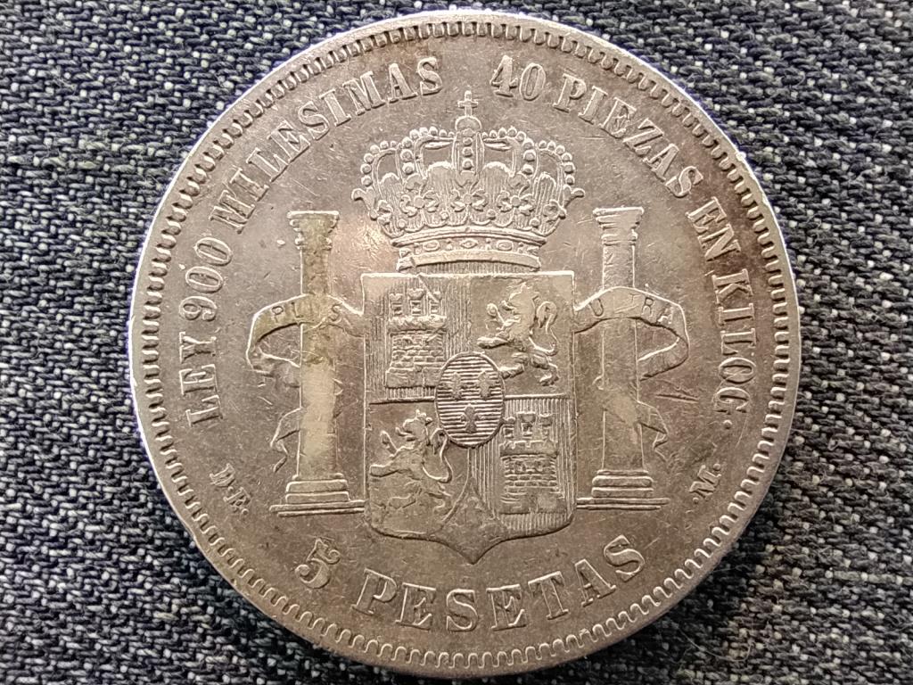 Spanyolország XII. Alfonz (1874-1885) .900 ezüst 5 Peseta