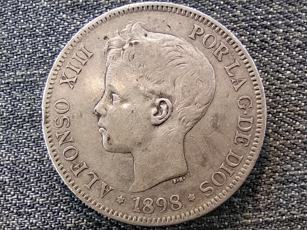 Spanyolország XIII. Alfonz (1886-1931) .900 ezüst 5 Peseta