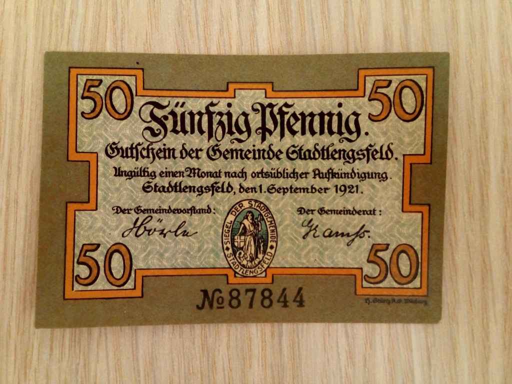 Németország Stadtlengsfeld 50 Pfennig szükségpénz
