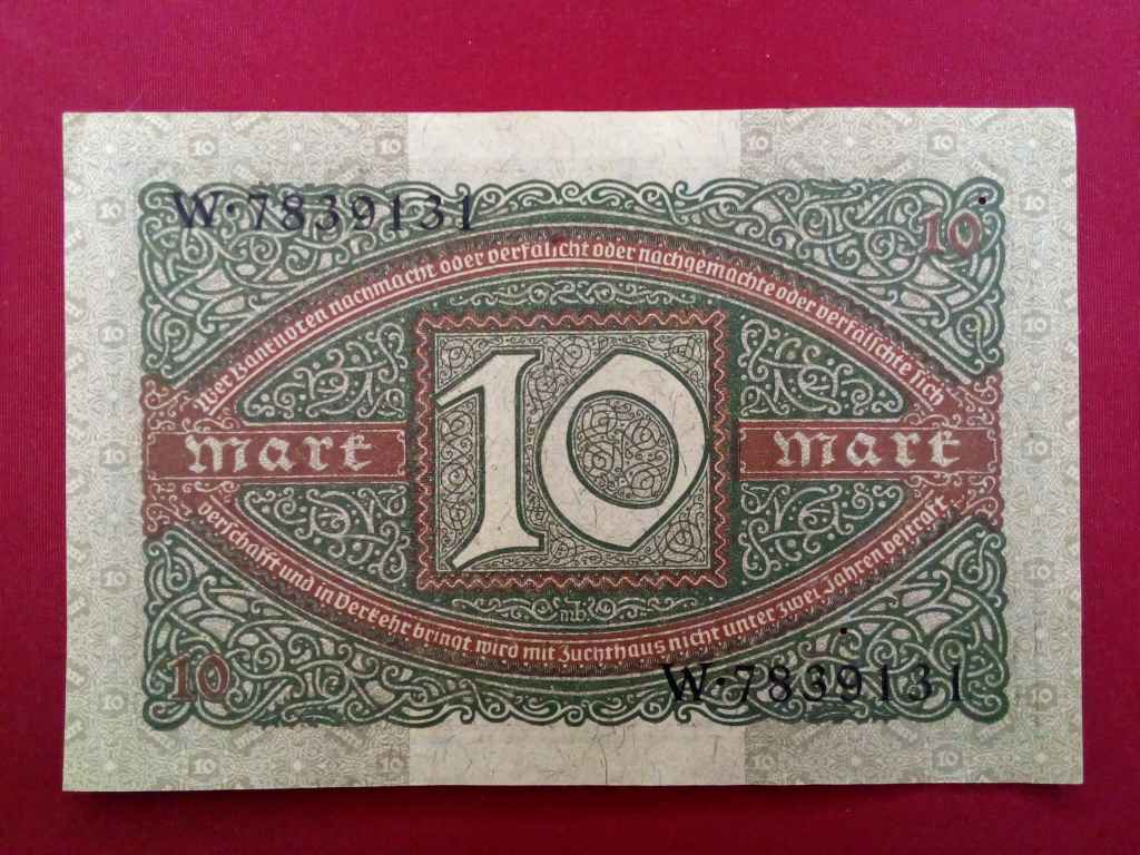Németország Weimari Köztársaság (1919-1933) 10 Márka bankjegy