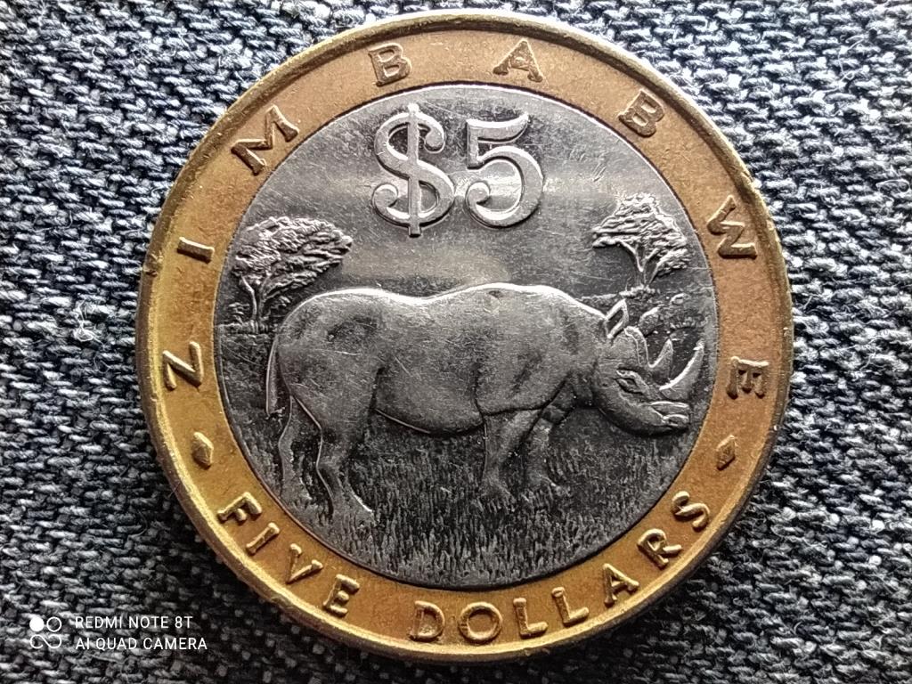 Zimbabwe rinocérosz 5 dollár