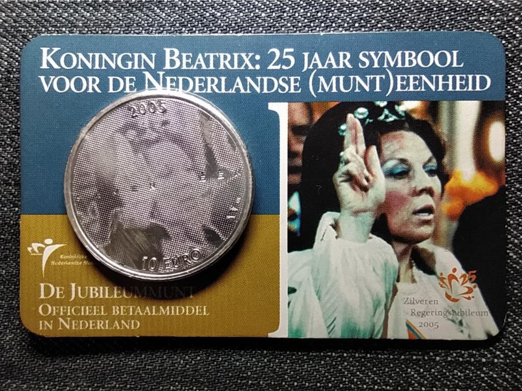 Hollandia Beatrix uralkodásának ezüst jubileuma .925 ezüst 10 Euro