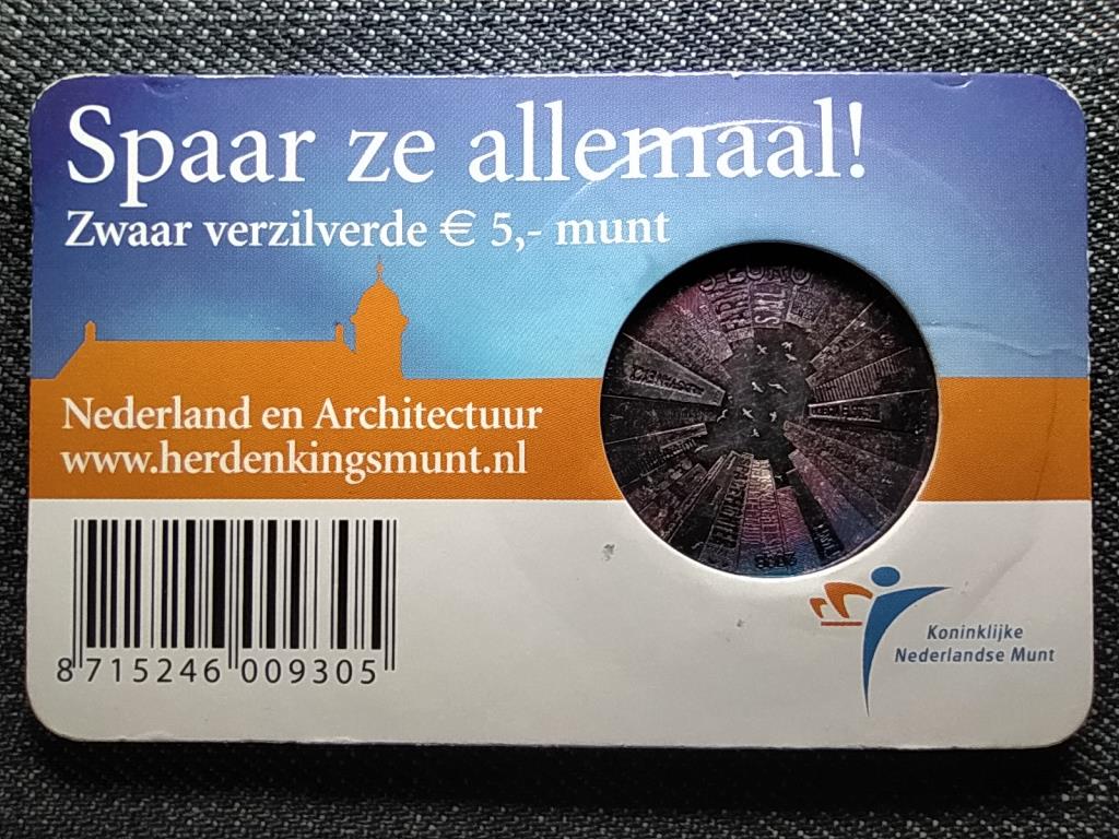 Hollandia holland építészet ezüstözött 5 Euro