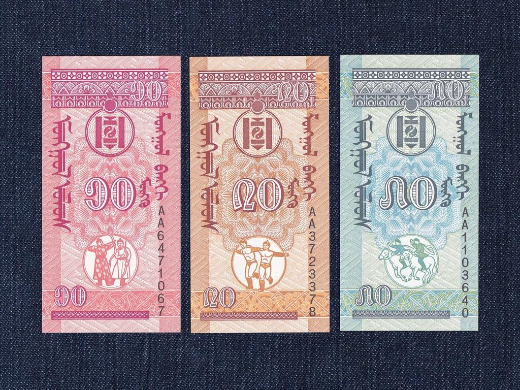 Mongólia 3 darabos bankjegy szett 