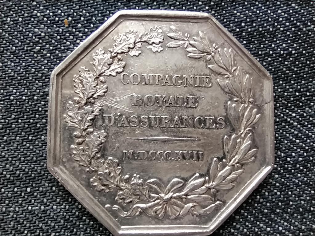 Franciaország 1817 Királyi tűzoltóság felállítása ezüst történelmi zseton Barre 1830