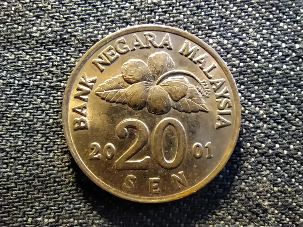 Malajzia Agong 20 sen bibe eléri a levelet 2001
