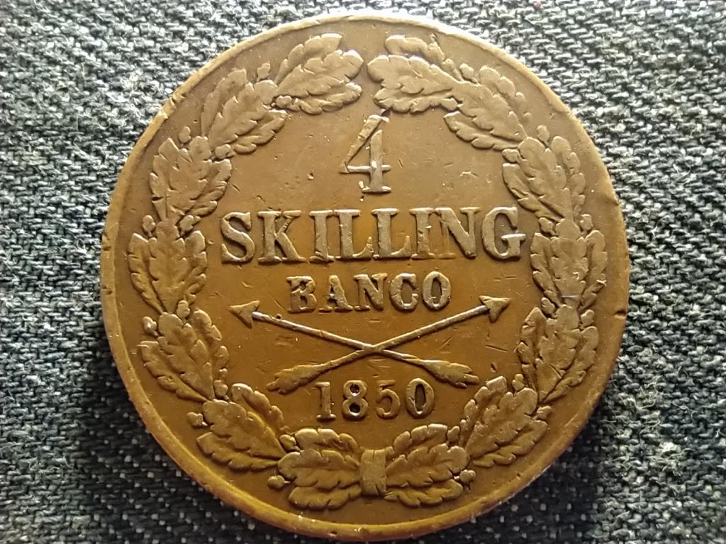 Svédország I. Oszkár (1844-1859) 4 skilling banco 1850