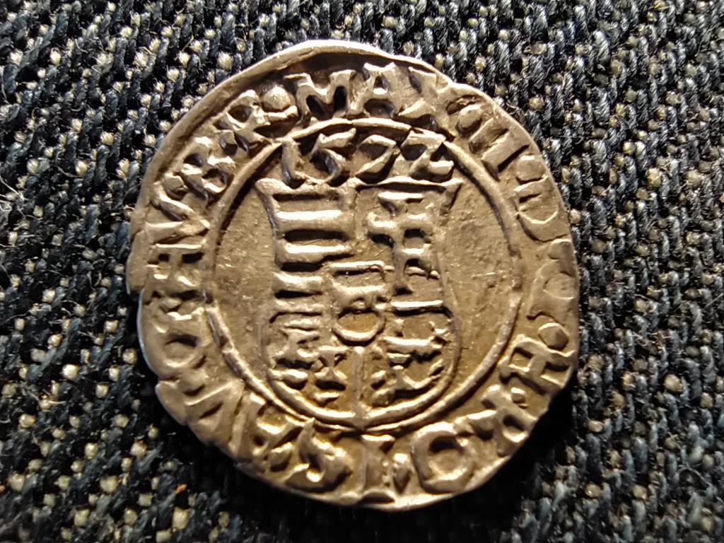 I. Miksa (1564-1576) .500 ezüst 1 Dénár ÉH766 1572 KB DUPLÁZÓDOTT VERET