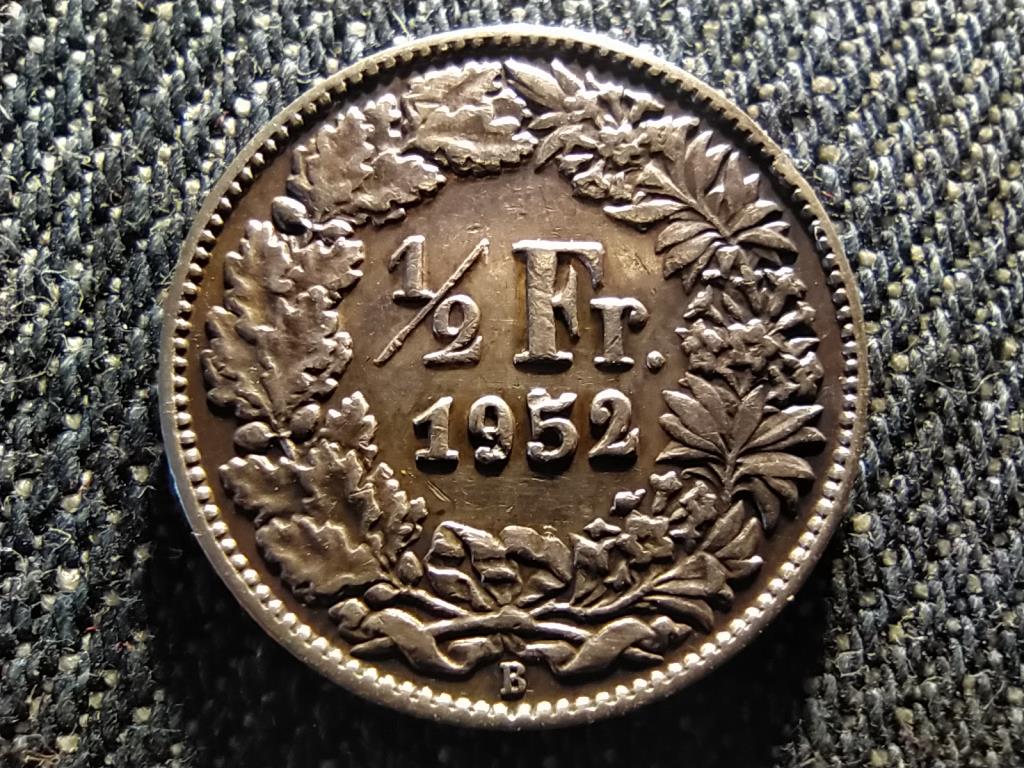 Svájc .835 ezüst 1/2 Frank 1952 B