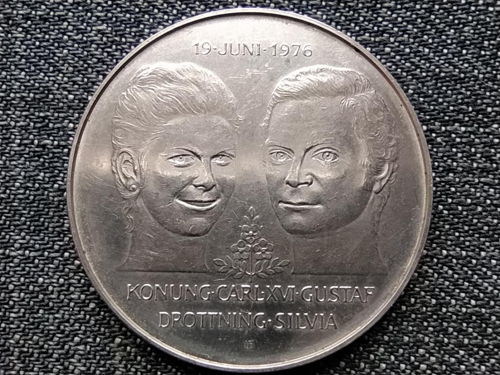 Svédország XVI. Károly Gusztáv és Szilvia esküvője .925 ezüst 50 Korona 1976 E