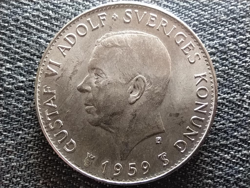 Svédország VI. Gusztáv Adolf 150 éves a svéd alkotmány .400 ezüst 5 Korona 1959 TS