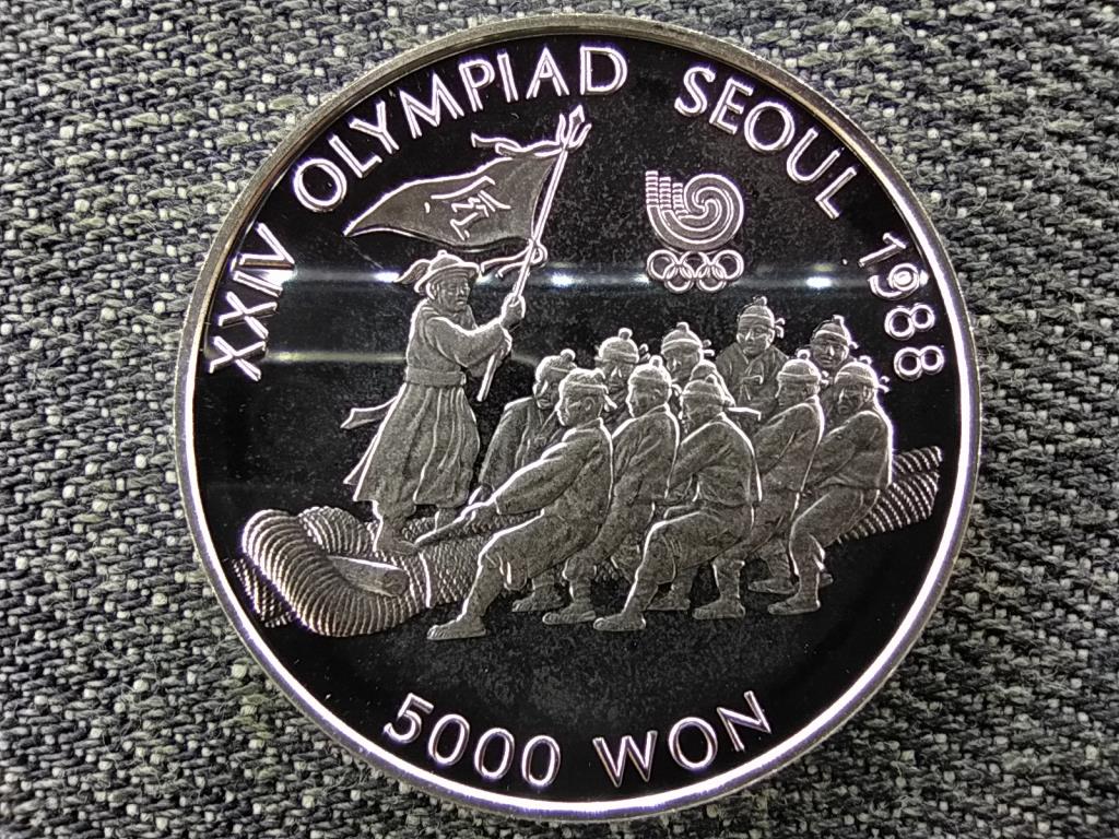 Dél-Korea Olimpiai Játékok Szöulban 1988 Kötélhúzás .925 ezüst 5000 won 1986 PP