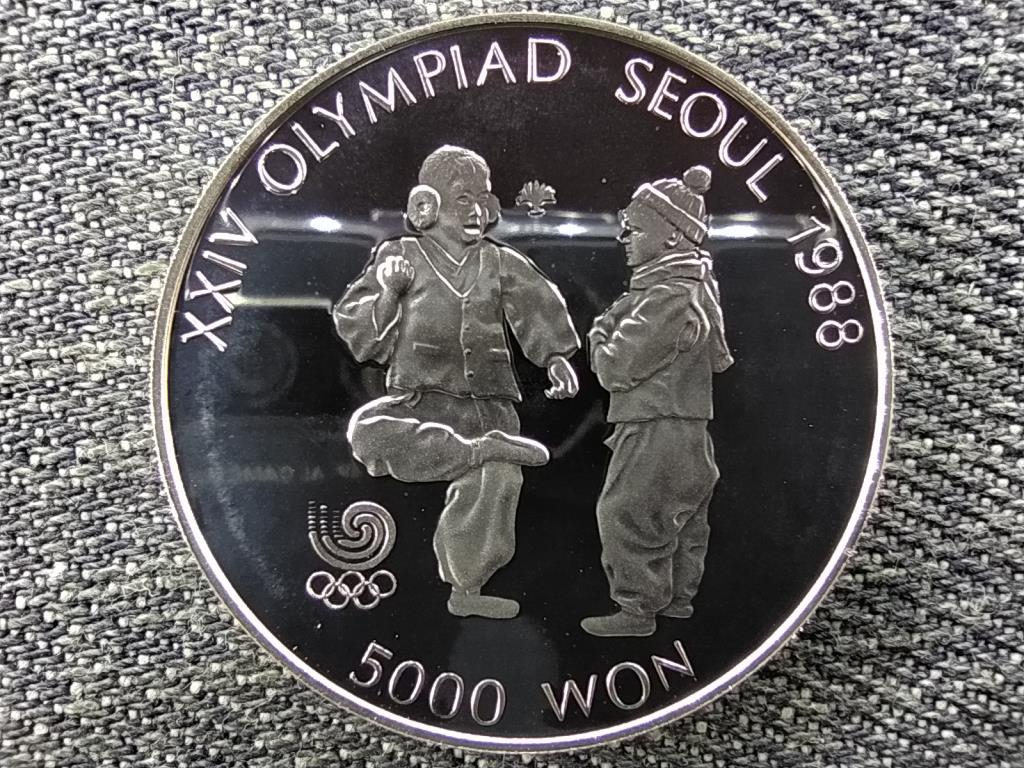 Dél-Korea Olimpiai Játékok Szöulban 1988 Jegi Chagi .925 ezüst 5000 won 1987 PP