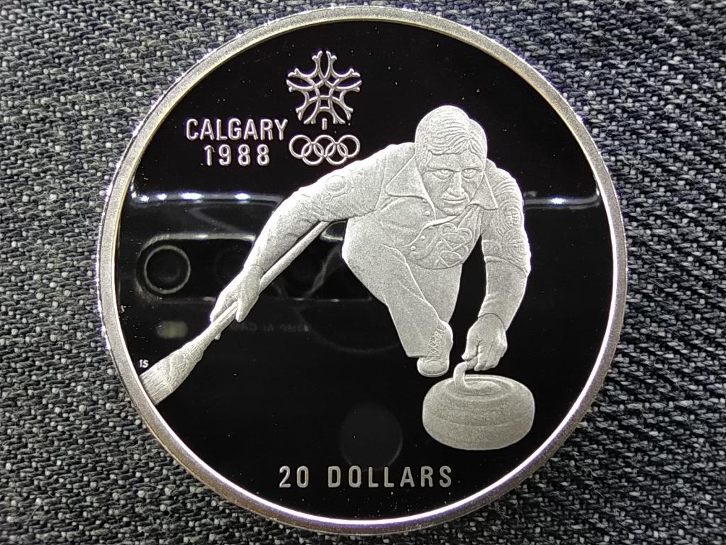 Kanada Téli olimpia Calgary curling .925 ezüst 20 Dollár 1987 PP