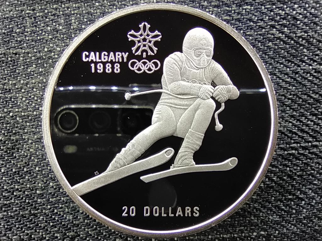 Kanada Téli olimpia Calgary alpesi sí .925 ezüst 20 Dollár 1985 PP