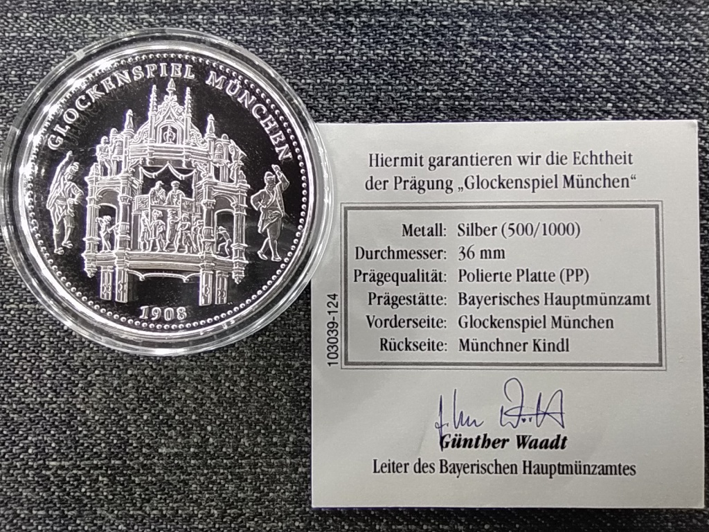 Németország 850 éves München 100 éves a harangjáték .500 ezüst érem certivel  2008