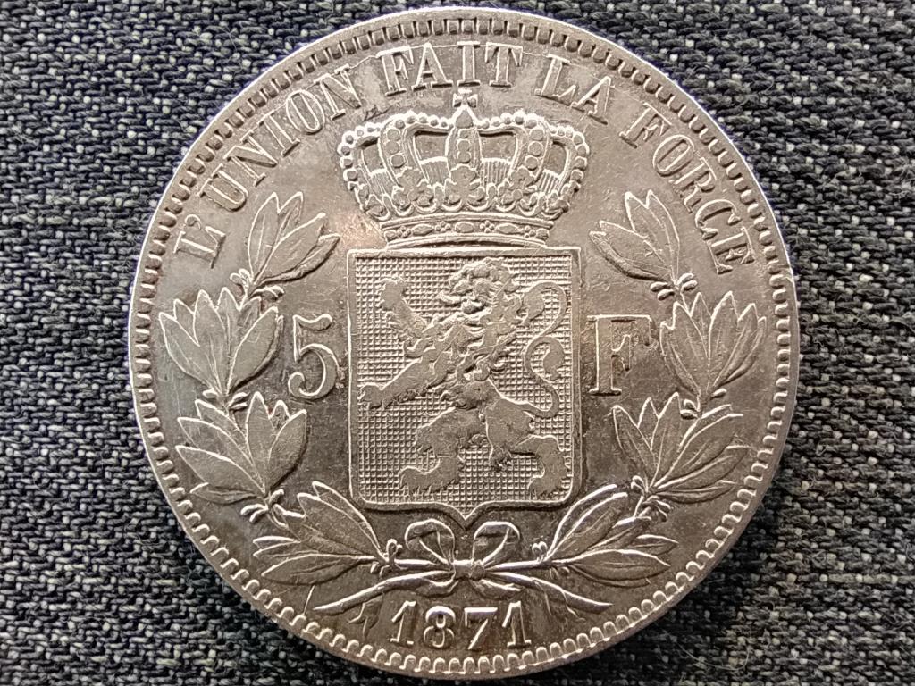 Belgium II. Lipót (1865-1909) .900 ezüst 5 Frank 1871