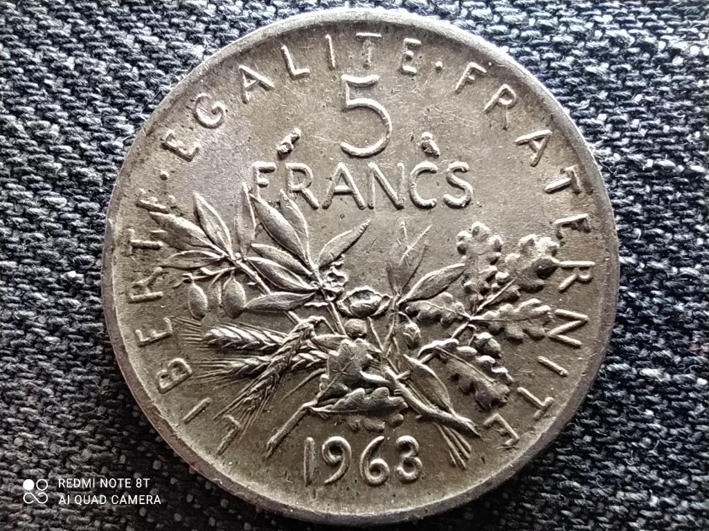 Franciaország .835 ezüst 5 Frank 1963