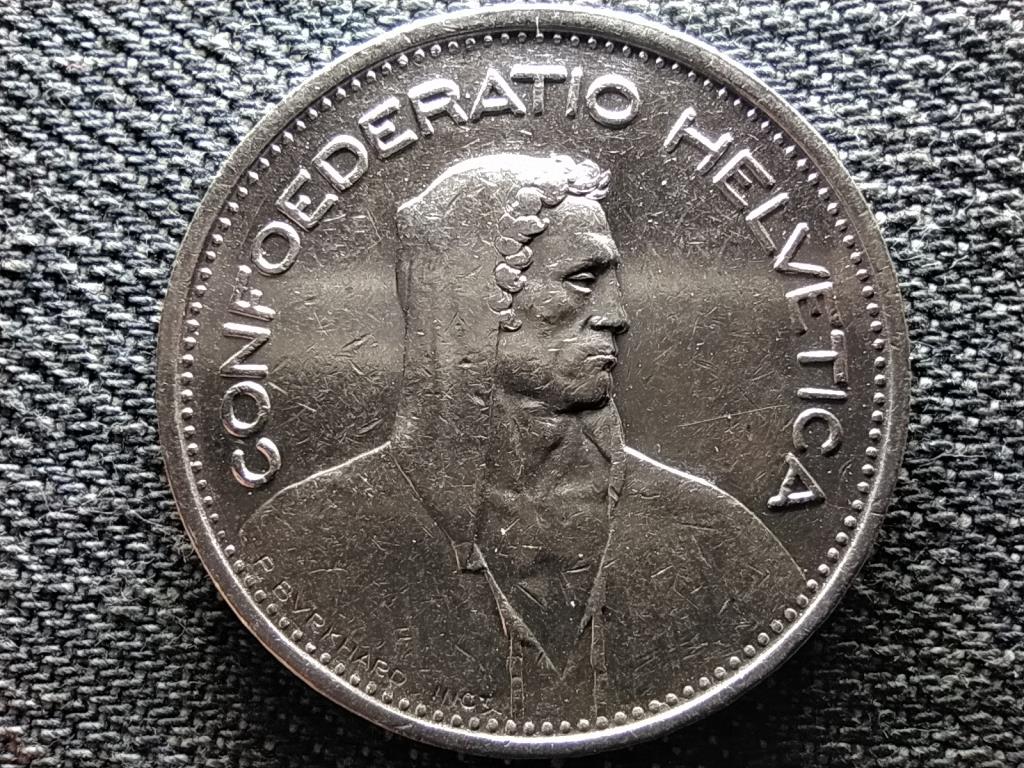 Switzerland 5 Francs .835 Silver Coin 1949 B