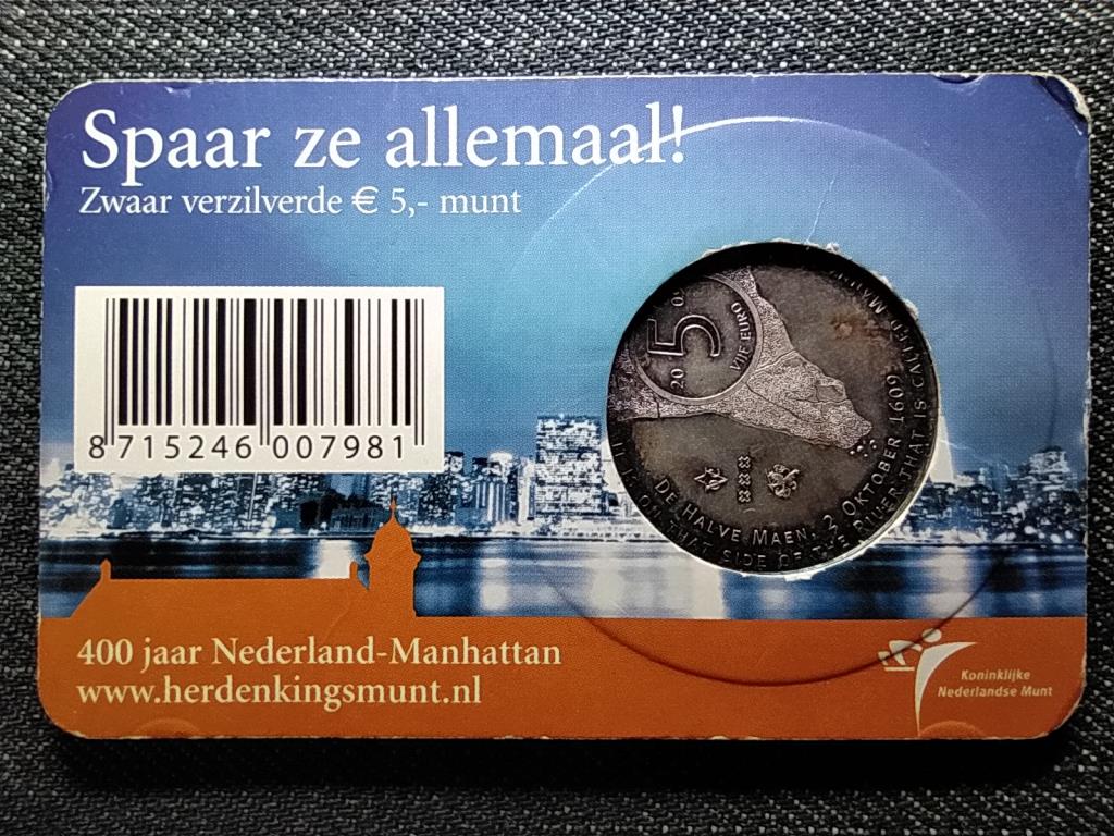 Hollandia 400 éves Manhattan ezüstözött 5 Euro 2009