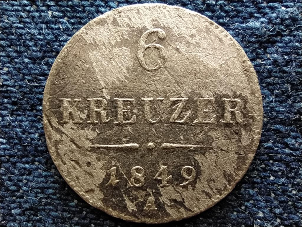 Ausztria Ferenc József .438 ezüst 6 Krajcár 1849 A