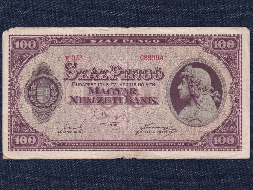Háború utáni inflációs sorozat (1945-1946) 100 Pengő bankjegy 1945