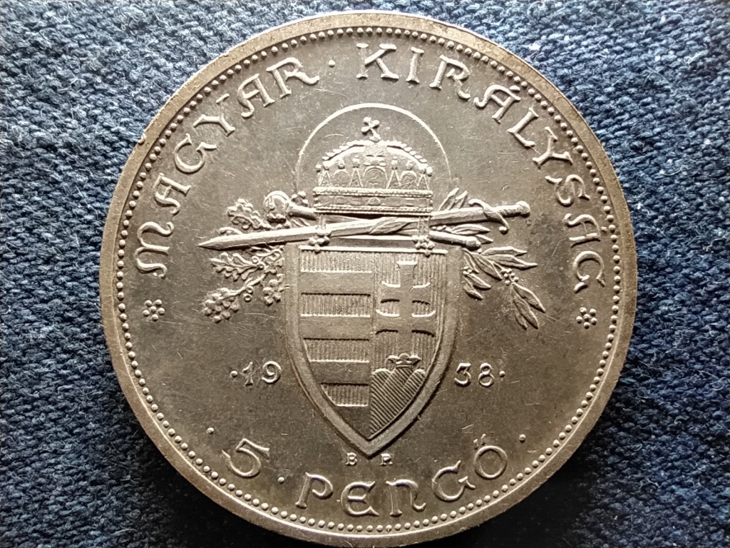 Szent István .640 ezüst 5 Pengő 1938 BP