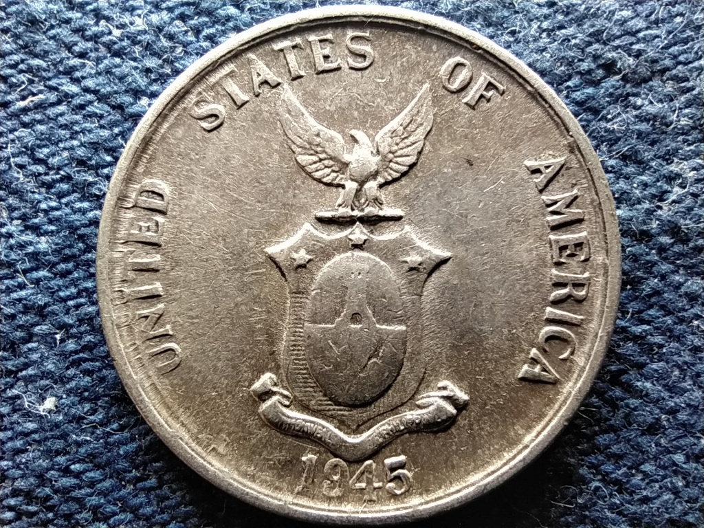 Fülöp-szigetek Nemzetközösség (1935-1946) .750 ezüst 20 centavo 1945 D
