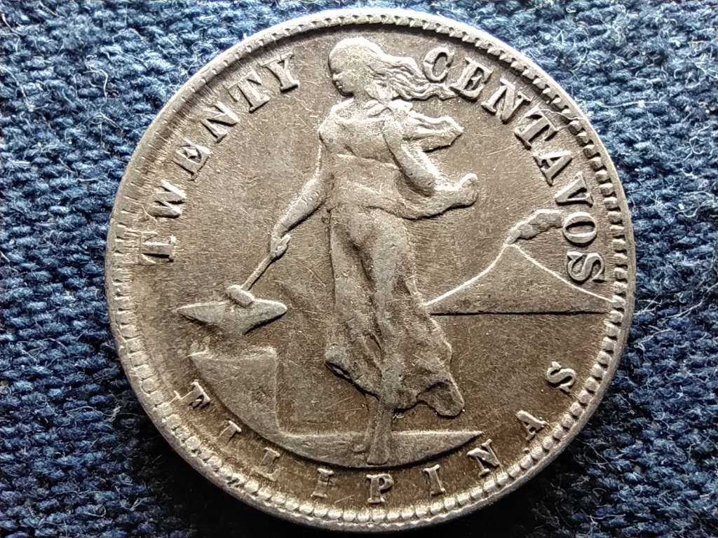 Fülöp-szigetek Nemzetközösség (1935-1946) .750 ezüst 20 centavo 1945 D