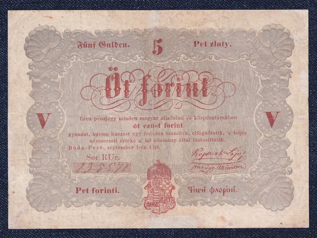 Szabadságharc (1848-1849) Kossuth bankó 5 Forint bankjegy 1848 i - i - ĭ - ĭ