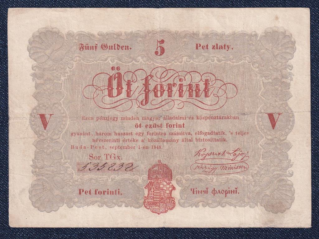 Szabadságharc (1848-1849) Kossuth bankó 5 Forint bankjegy 1848