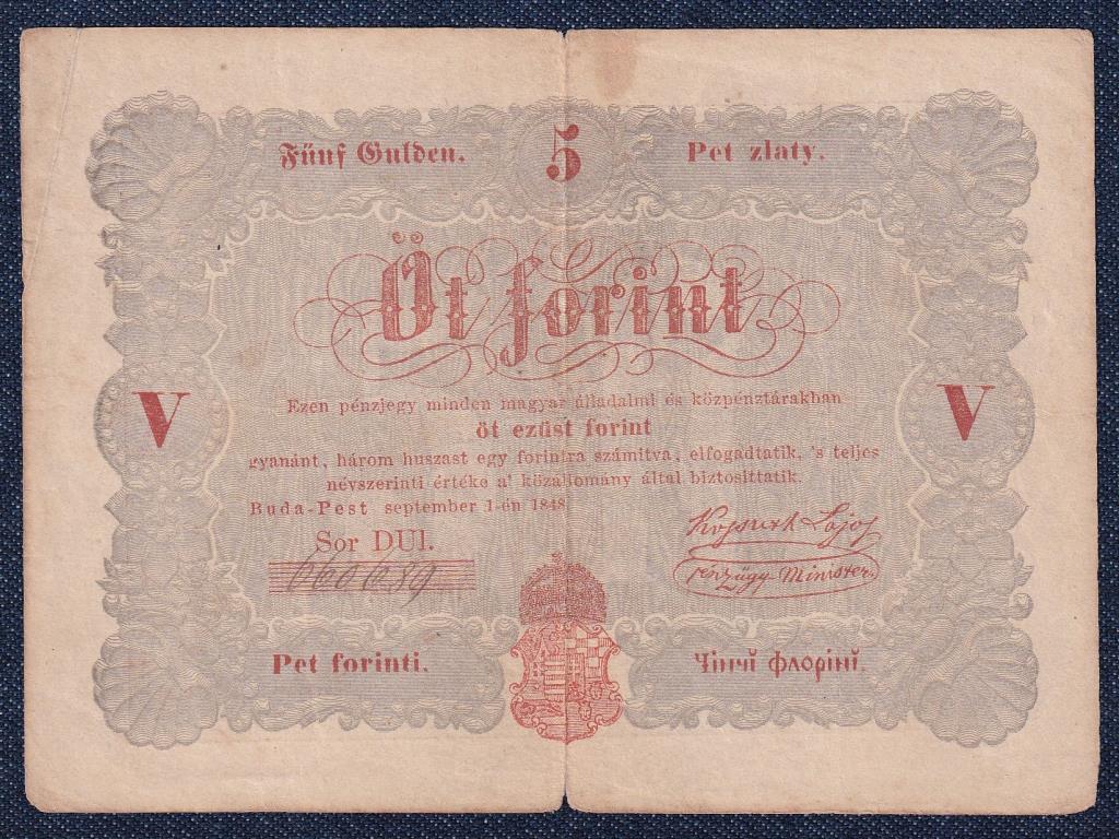 Szabadságharc (1848-1849) Kossuth bankó 5 Forint bankjegy 1848 i - i - i - ĭ