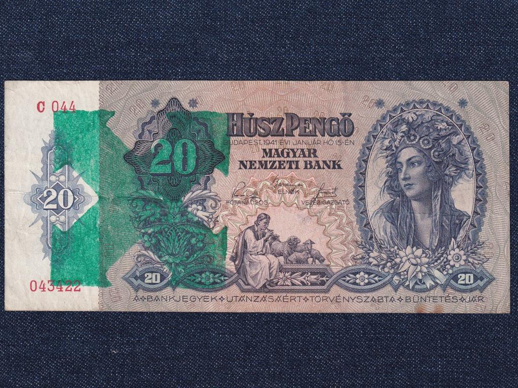 Háború előtti sorozat (1936-1941) nyilaskeresztes  20 Pengő bankjegy 1941