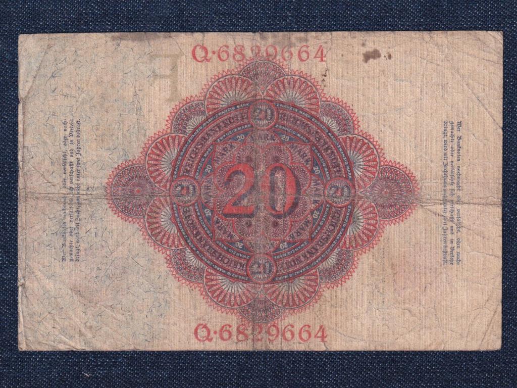 Németország Második Birodalom (1871-1918) 20 Márka bankjegy 1914