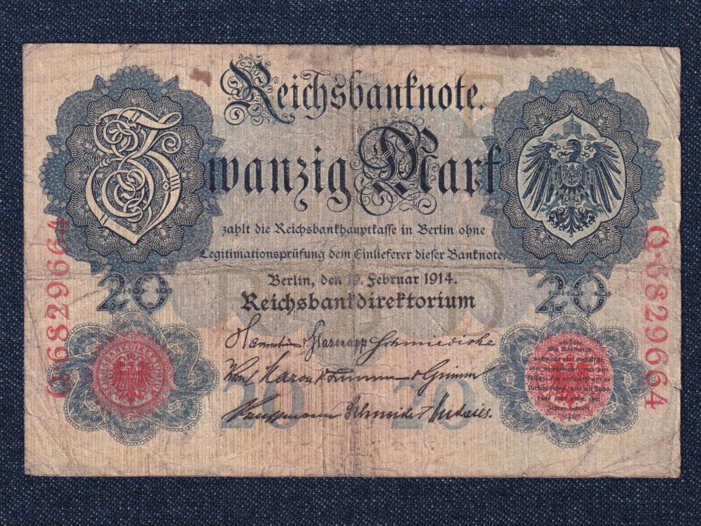 Németország Második Birodalom (1871-1918) 20 Márka bankjegy 1914