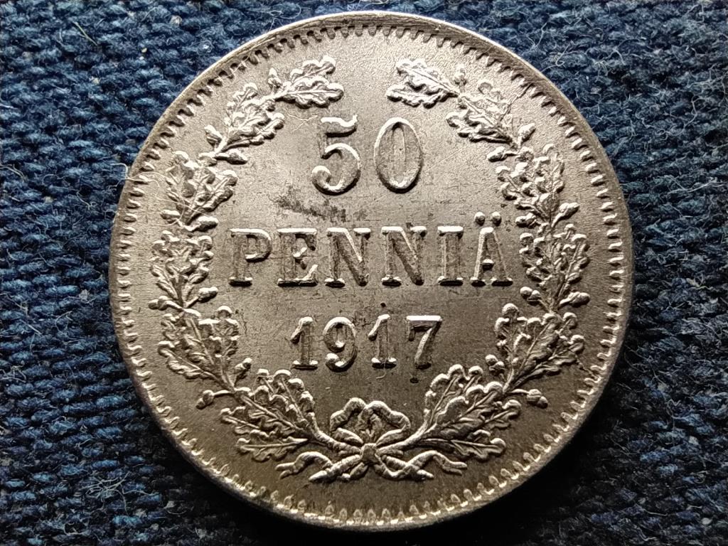 Finnország II. Miklós (1894-1917) .750 ezüst 50 penni 1917 S