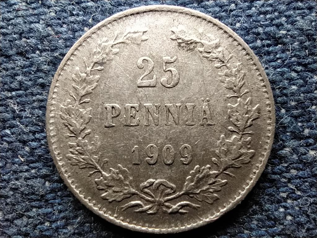 Finnország II. Miklós (1894-1917) .750 ezüst 25 penni 1909 L