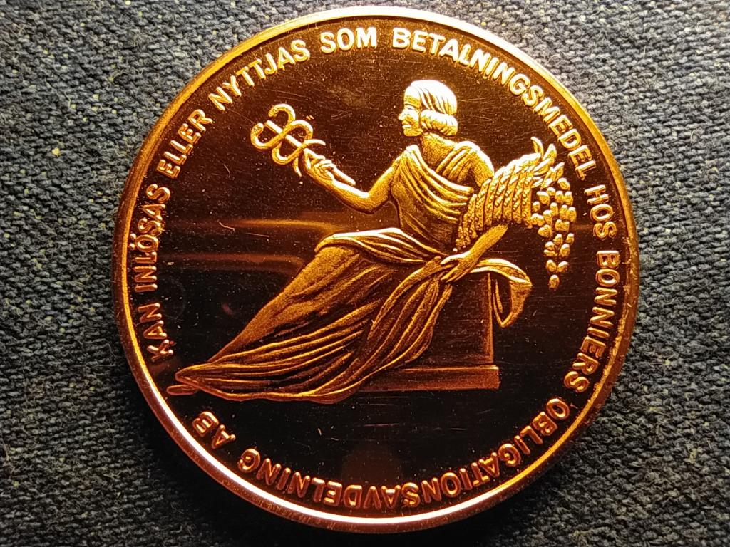 Svédország Bonniers jubileumi érme 1921-1981 réz 10 korona helyi pénz