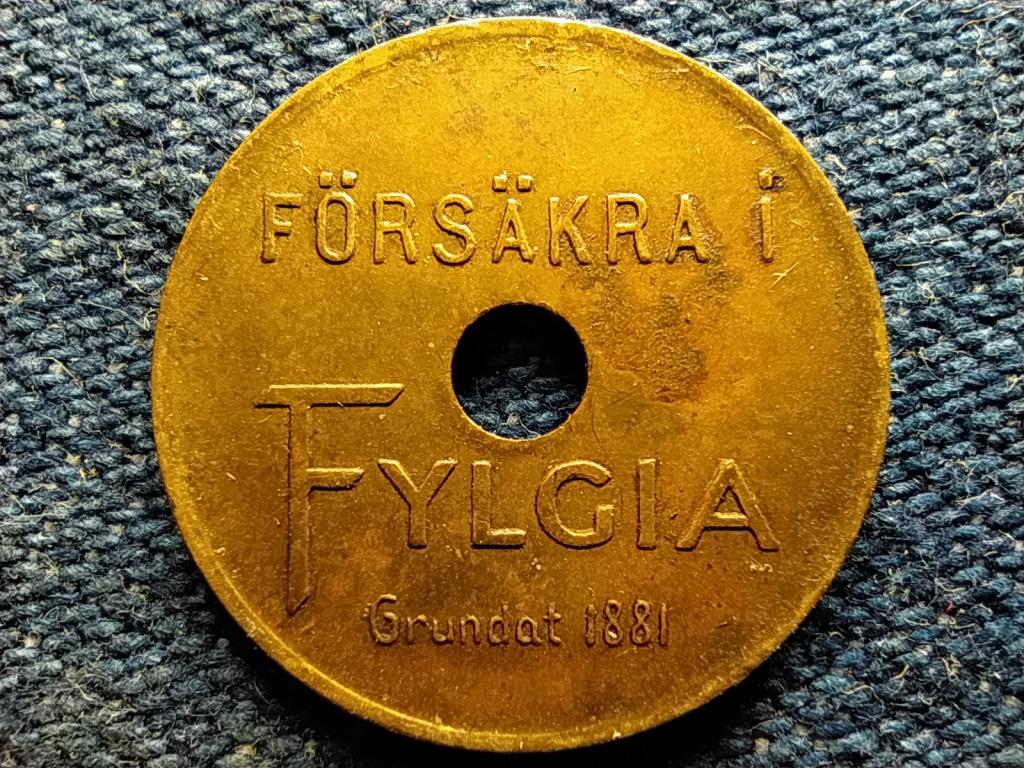 Svédország Malmö közlekedési zseton sárgaréz 19 mm