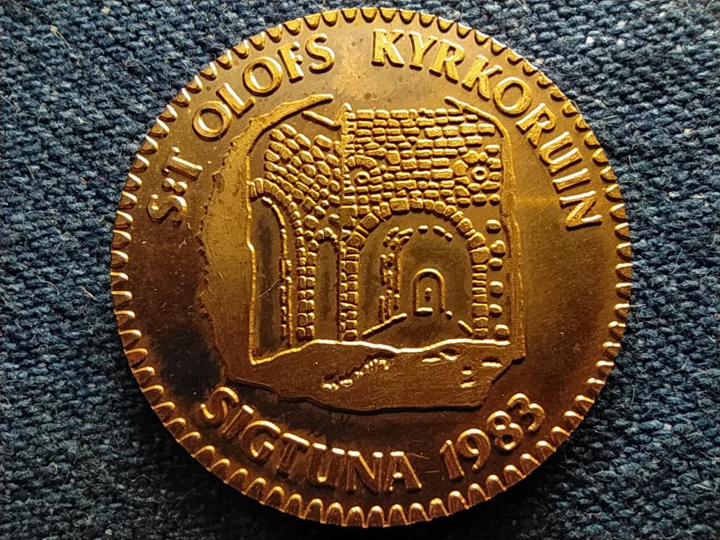 Svédország Szent Olof templomrom 1983 réz 10 korona helyi pénz