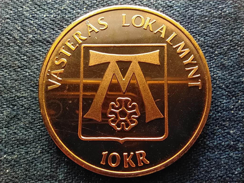 Svédország Västerás-i nyomda 1986 réz 10 korona helyi pénz